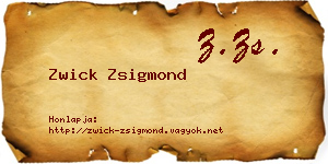 Zwick Zsigmond névjegykártya